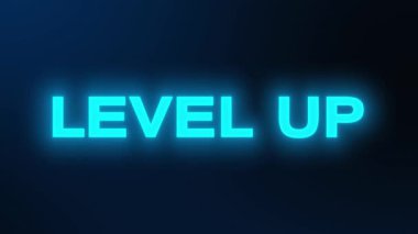 Seviyeli başlık animasyonunun koyu bir arka planda neon mavisi ile canlandırılması - kusursuz döngü. Oyun için uygun.. 