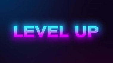 Neon mavisi ve neon morumsu arka planda üst düzey başlık animasyonunun video animasyonu - kusursuz döngü. Oyun için uygun.. 