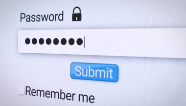 İnternet tarayıcısındaki bir web sitesinin giriş sayfasında bir parolayı form alanına girmenin canlandırması. Şifre giriliyor - pin kodu.