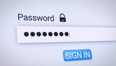İnternet tarayıcısındaki bir web sitesinin giriş sayfasında bir parolayı form alanına girmenin canlandırması. Şifre giriliyor - pin kodu.
