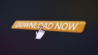 Portakal indirme düğmesi olan bir web sitesinin video animasyonu. Verilerin indirilmesiyle ilgili bilgileri gösteren bir bilgisayar monitörü.