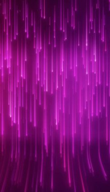 Mor renkte parlayan neon çizgilerin dikey illüstrasyonu - soyut arkaplan.