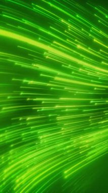 Zemini yansıtan yeşil renkli parlayan neon çizgilerin dikey video animasyonu - soyut arkaplan.