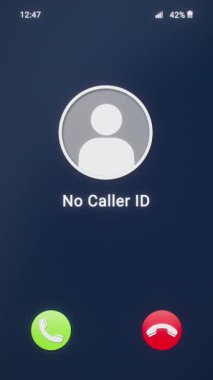 İsimsiz aramalara cevap vermenin tehlikelerini açıklayan telefonlu bir akıllı telefonun dikey video animasyonu..