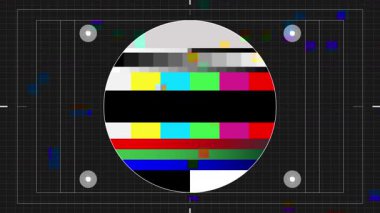 Parazit ve veri arızaları olan bir analog test resminin video animasyonu.