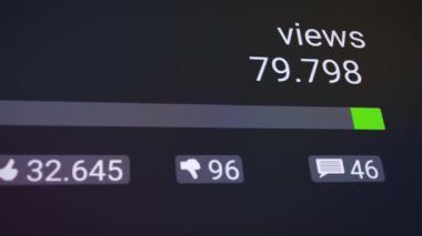 Bir görüntüleme sayacının görüntülenmesindeki hoşlanmama ve yorum sayacı - sosyal medya.
