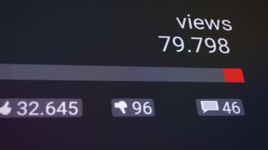 Bir görüntüleme sayacının görüntülenmesindeki hoşlanmama ve yorum sayacı - sosyal medya.