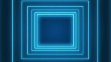 Mavi neon küplü soyut parlayan hareket tasarımının video animasyonu - soyut arkaplan - pürüzsüz döngü.