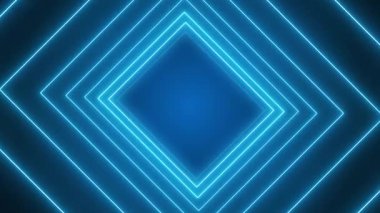 Mavi neon küplü soyut parlayan hareket tasarımının video animasyonu - soyut arkaplan - pürüzsüz döngü.