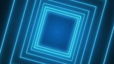 Mavi neon küplü soyut parlayan hareket tasarımının video animasyonu - soyut arkaplan - pürüzsüz döngü.