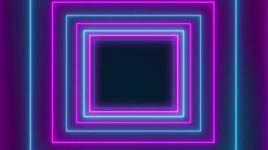 Mavi ve mor neon küplü soyut parlayan hareket tasarımının video animasyonu - soyut arkaplan - pürüzsüz döngü.