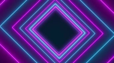 Mavi ve mor neon küplü soyut parlayan hareket tasarımının video animasyonu - soyut arkaplan - pürüzsüz döngü.