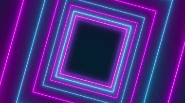 Mavi ve mor neon küplü soyut parlayan hareket tasarımının video animasyonu - soyut arkaplan - pürüzsüz döngü.