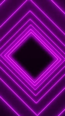 Soyut parlak hareket dizaynının dikey video animasyonu mor neon küplerle - soyut arkaplan - pürüzsüz döngü.