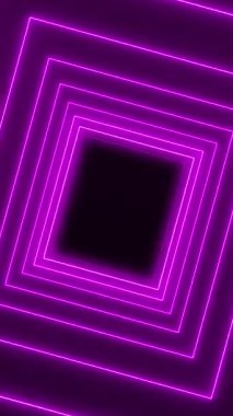 Soyut parlak hareket dizaynının dikey video animasyonu mor neon küplerle - soyut arkaplan - pürüzsüz döngü.