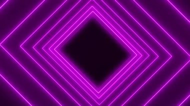 Mor neon küplere sahip soyut parlayan hareket tasarımının video animasyonu - soyut arkaplan - pürüzsüz döngü.