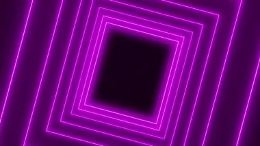 Mor neon küplere sahip soyut parlayan hareket tasarımının video animasyonu - soyut arkaplan - pürüzsüz döngü.