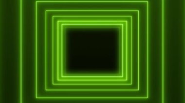 Yeşil neon küplere sahip soyut parlayan hareket tasarımının video animasyonu - soyut arkaplan - pürüzsüz döngü.