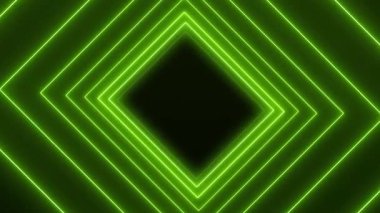 Yeşil neon küplere sahip soyut parlayan hareket tasarımının video animasyonu - soyut arkaplan - pürüzsüz döngü.