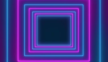 Mavi ve mor neon küplü soyut parlayan hareket tasarımının çizimi - soyut arkaplan.