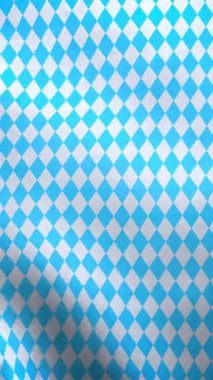 Beyaz ve mavi elmas desenli Bavyera bayrağının dikey video animasyonu - kusursuz döngü.