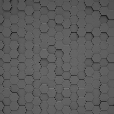 Altıgenlerin siyah olarak 3D yorumlanması - soyut arkaplan - duvar kağıdı - arkaplan.