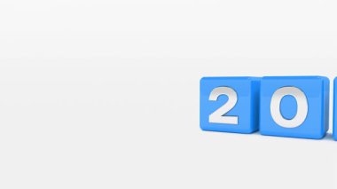 Siyah küplerin video animasyonu ve beyaz arka planda 2025 ve 2026 yılları - yeni yıl 2026 - tatil kavramını temsil ediyor.