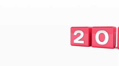 Siyah küplerin video animasyonu ve beyaz arka planda 2025 ve 2026 yılları - yeni yıl 2026 - tatil kavramını temsil ediyor.