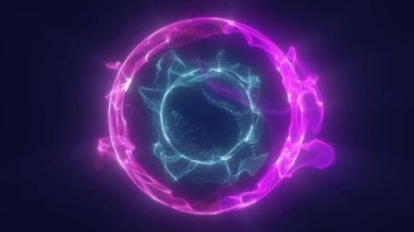 Siyah arkaplanda parçacıkları olan sihirli küre 4k