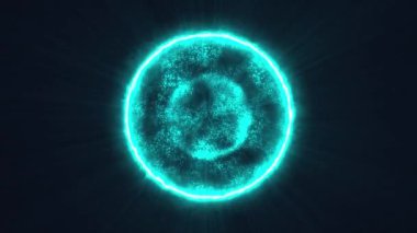 Parlayan ışık ve parçacıkları ile canlandırılmış soyut küre