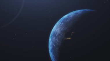 Bulutlarla dolu parlak bir güneş ışığı yörüngesi. 4K 'da Bilim ve Eğitim