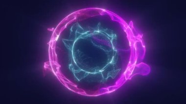 Siyah arkaplanda parçacıkları olan sihirli küre 4k