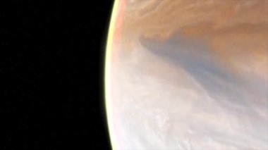 Jüpiter gezegeninin yavaş yavaş ortaya çıkması.