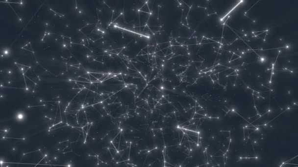 Kosmisches Geflecht Aus Teilchen Und Lichtglanz Blauer Hintergrund — Stockvideo