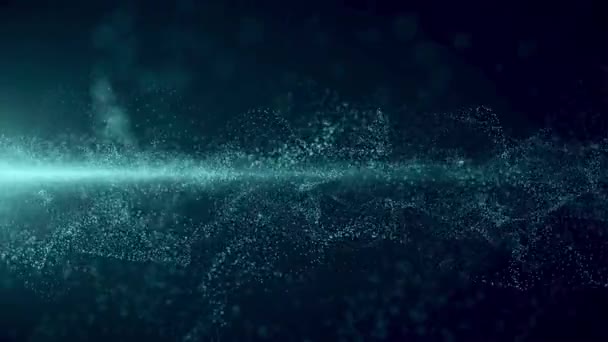 Hızlı Mavi Parçacıklar Uzayda Işık Parıltısıyla Hareket Ediyor — Stok video