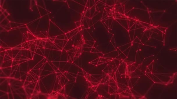 Plexo Rojo Brillante Mueve Espacio Con Resplandor Luz Brillo Tecnología — Vídeos de Stock