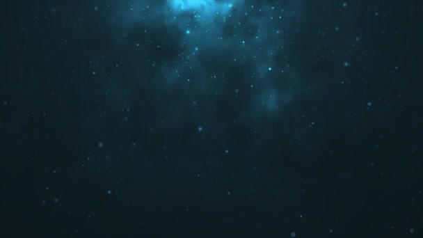 Beautiful Background Blue Particles Descending Depth Effect Blue Light — Videoclip de stoc