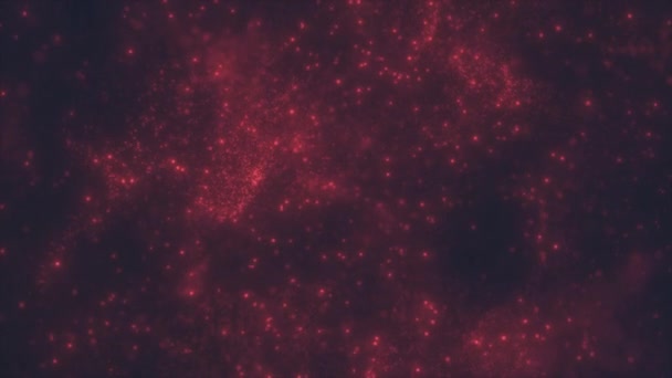 Abstrakt Bakgrund Röda Partiklar Rör Sig Rymden Med Skenet Ljus — Stockvideo