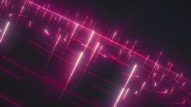 Yeni teknolojiler ve veri keşfi. Kırmızımsı parıltılı soyut çemberler. Canlandırma ayrıntıları