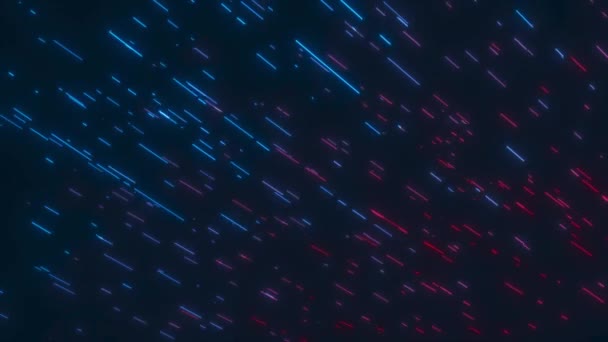 Neon Line Partikelanimation Röda Och Blå Färger Och Dataöverföring Flimrande — Stockvideo