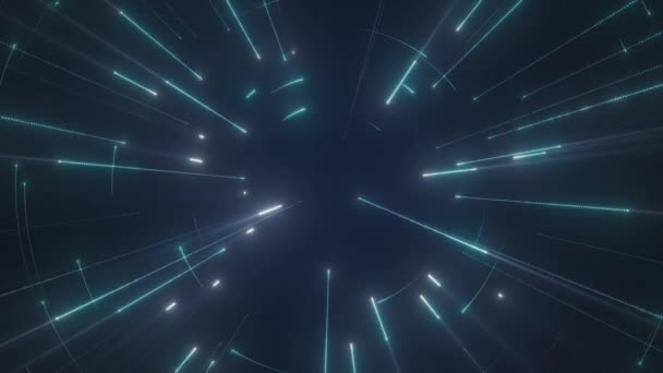 データストリーム ブルーカラーのインタフェース 4Kのアニメーション 粒子とラインのアニメーション — ストック動画