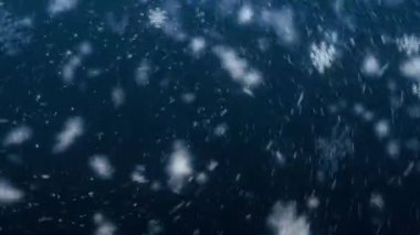 4K 'da düşen kar tanelerinin muhteşem animasyonu, hızlı rüzgarlı kar fırtınası. video kalitesi iyi 