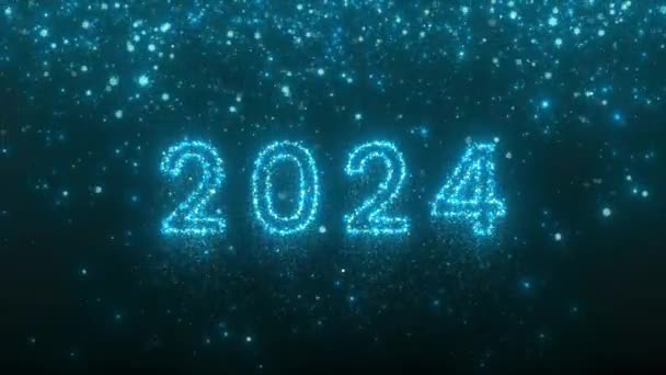 2024 Novoroční Pohlednice Animace Pozadí Částic — Stock video