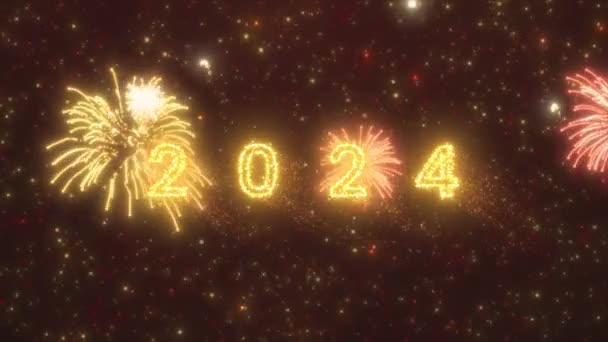 Nový Rok 2024 Sváteční Ohňostroj Zářivý Nový Rok Pozadí Dobré — Stock video