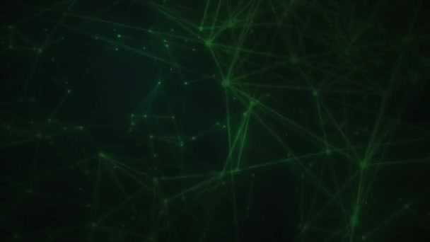 Scientifique Plexus Particules Fond Vert Avec Des Particules Molécules Déplaçant — Video