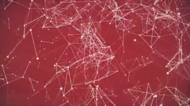 Červené Pozadí Bílými Čarami Pohybuje Chaoticky Vytváří Abstraktní Vzory — Stock video