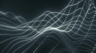 Işık çizgilerinin ve parçacıkların arkaplanı soyut dalgalar oluşturarak hareket eder. 4K 'da parlak ve parlak detaylar