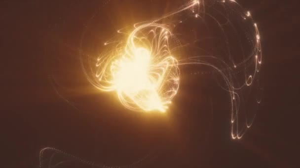 Динамическое Вращение Абстрактной Фигуры Быстрая Анимация Сферы Волны Частицы Рассеиваются — стоковое видео
