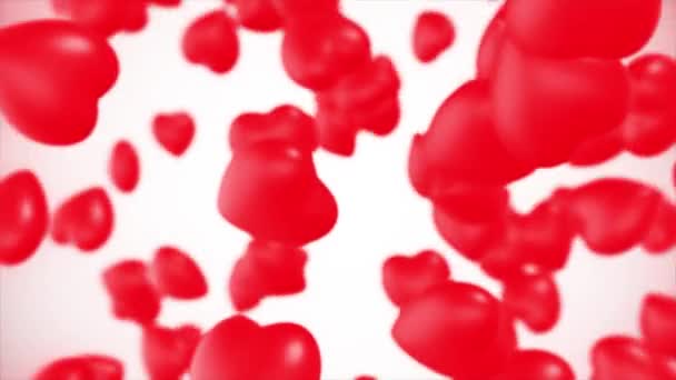 Гарний Фон Червоних Кольорових Сердець Літають Різних Напрямках — стокове відео