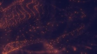 Uzayda zarifçe hareket eden ve ilginç ve güzel şekiller oluşturan hareketli noktaların soyut arkaplanı